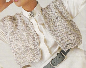 vintage knitting pattern for ladies bolero waistcoat cardigan