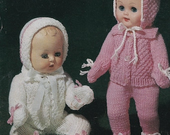 vintage knitting pattern for baby doll clothes outfits to fit 10 12 14 and 16 inch dolls
