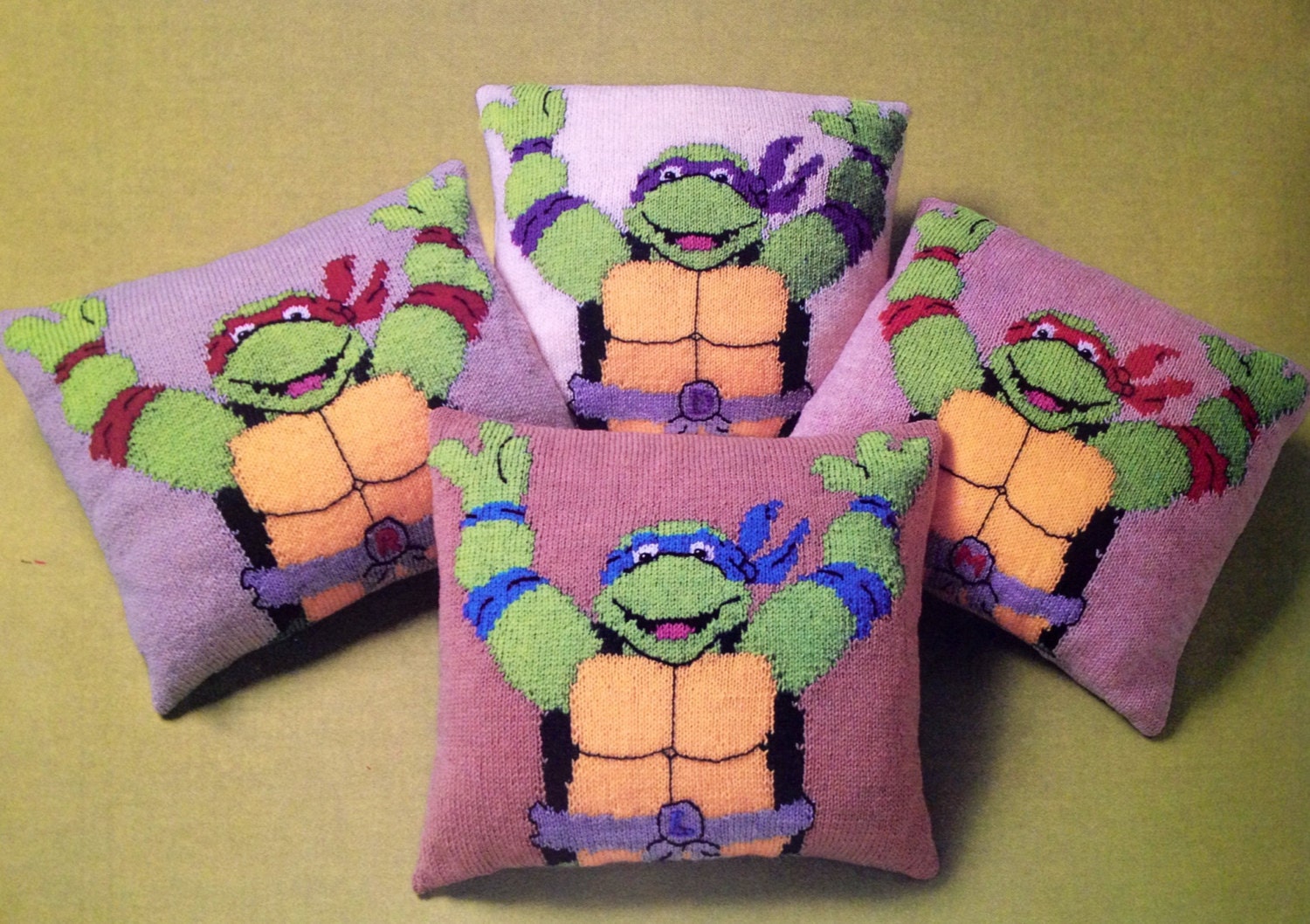 トップス vintage turtles Knit 90s Teenage Mutant Ninja Turtles TMNT Intarsia Donnie Leo