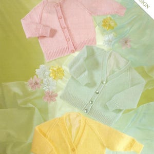 Vintage Baby Cardigan Knitting Pattern (PDF Download) – Sizes 12-22 Inches, 4 Ply Yarn