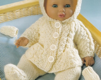 vintage knitting pattern for baby doll clothes outfit to fit 12 to 22 inch dolls