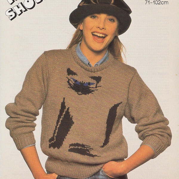 vintage siamese cat knitting pattern sweater jumper for women or men adults dk