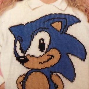 Sonic the Hedgehog knitting pattern sweaters for children and adults intasia charts vintage character knitting