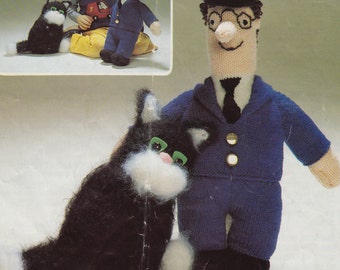 vintage toy knitting pattern postman pat and jess the cat instant download PDF