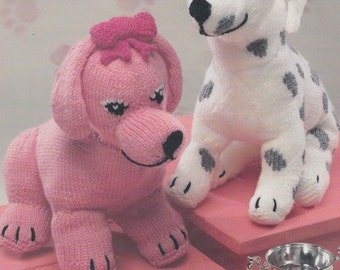 vintage toy knitting pattern for Puppy in my Pocket toys dalmation and poodle dogs