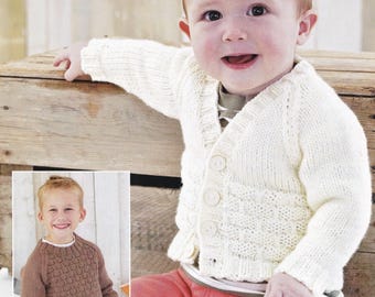 knitting pattern PDF for baby boy to child aran cardigan and sweater 0-7 years PDF instant download