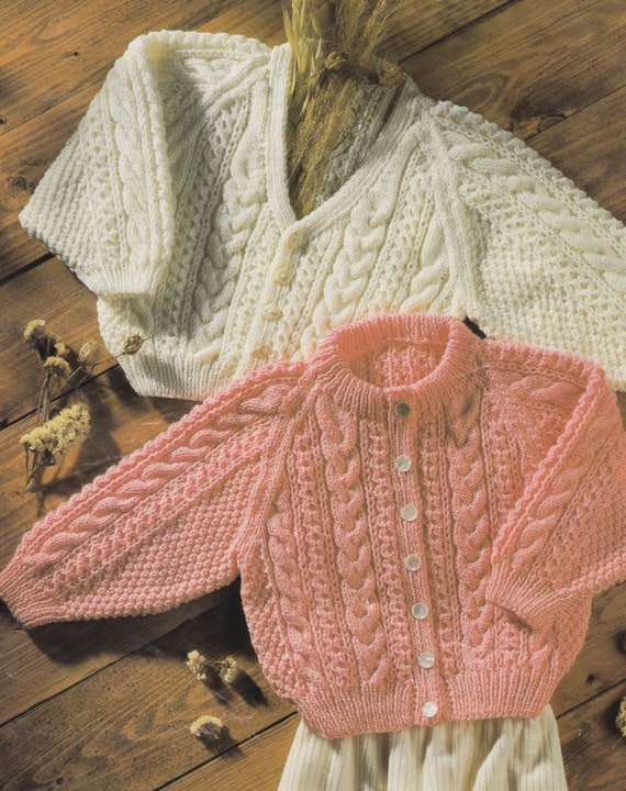 Knitting pattern PDF for baby cable cardigans in dk yarn 1622 Etsy