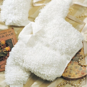 vintage knitting pattern for little girls loopy cardigan and bonnet set