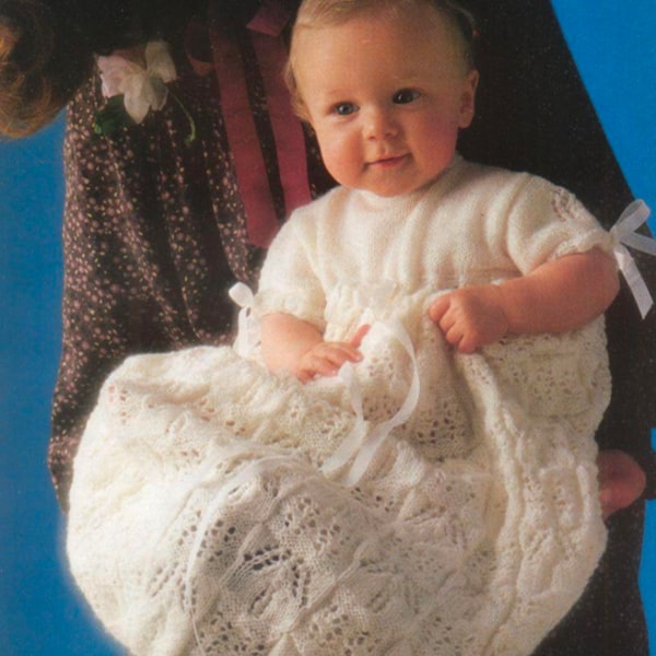 traditional baby christening gown knitting pattern - vintage design - instant download