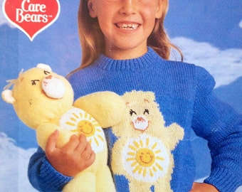 care bears knitting pattern toys and childrens jumpers vintage 1980s dk yarn