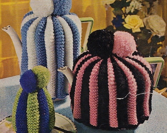 vintage tea and coffee pot cosies and egg cosy knitting pattern