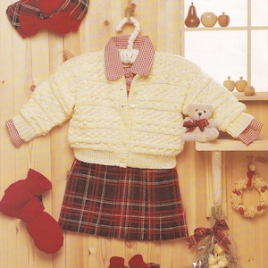 vintage knitting pattern for textured children&#39;s cardigan 18-24 inch chest, PDF instant download