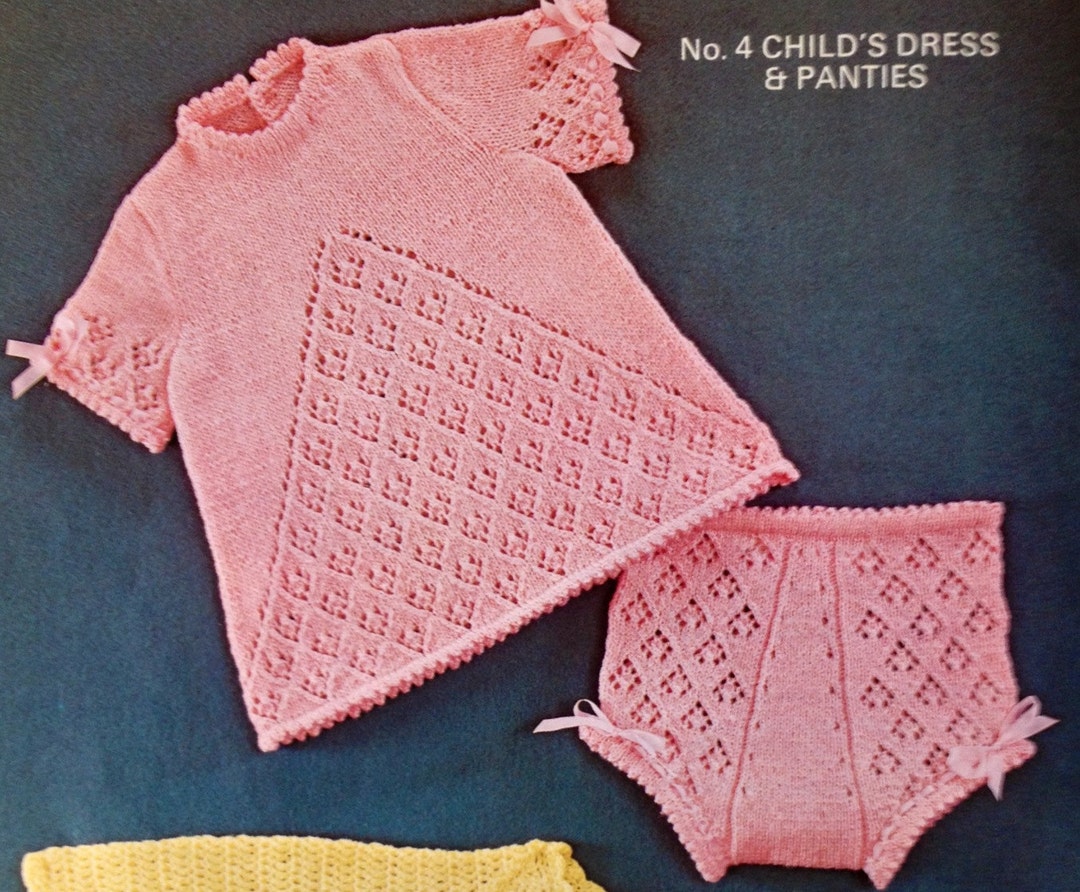Vintage Knitting Pattern for Little Girls Pretty Dress and Etsy