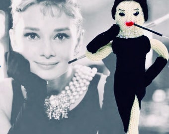 vintage knitting pattern for Audrey Hepburn doll instant download pdf toy knitting pattern retro