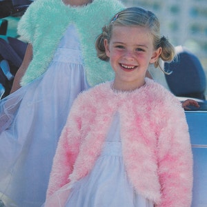 knitting pattern for girls eyelash cardigans boleros in sizes 22 to 32 inch chest, PDF instant download