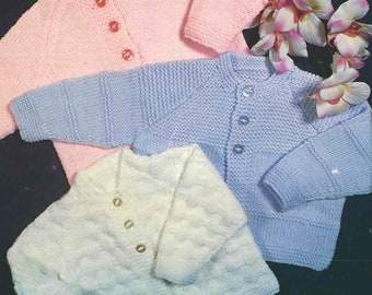 vintage knitting pattern for easy knit baby coats - PDF instant download