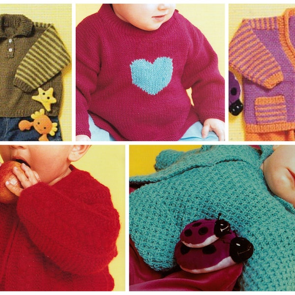 vintage baby knitting patterns - 5 designs of cardigans and sweaters