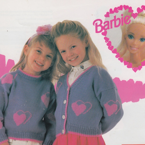 modèle de tricot barbie vintage pour cardigan et pull pour petites filles PDF téléchargement instantané