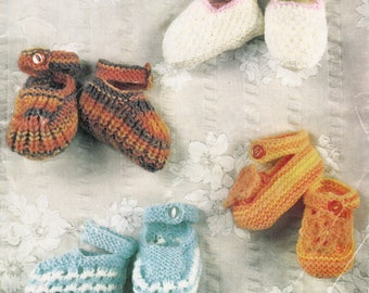 baby shoes knitting pattern PDF vintage use dk yarn to fit 3-9 months