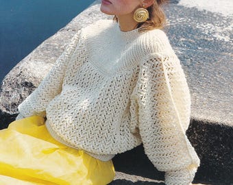 vintage knitting pattern for ladies yoked sweater in DK yarn