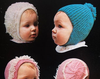 vintage baby hats knitting pattern instant downloads PDF knitting instructions