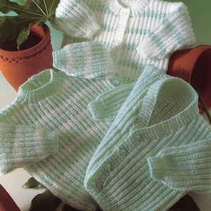 vintage knitting pattern for lovely baby cardigans and sweater round and v neck, PDF instant download