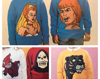 He Man jumper knitting pattern fits from chiild to adult