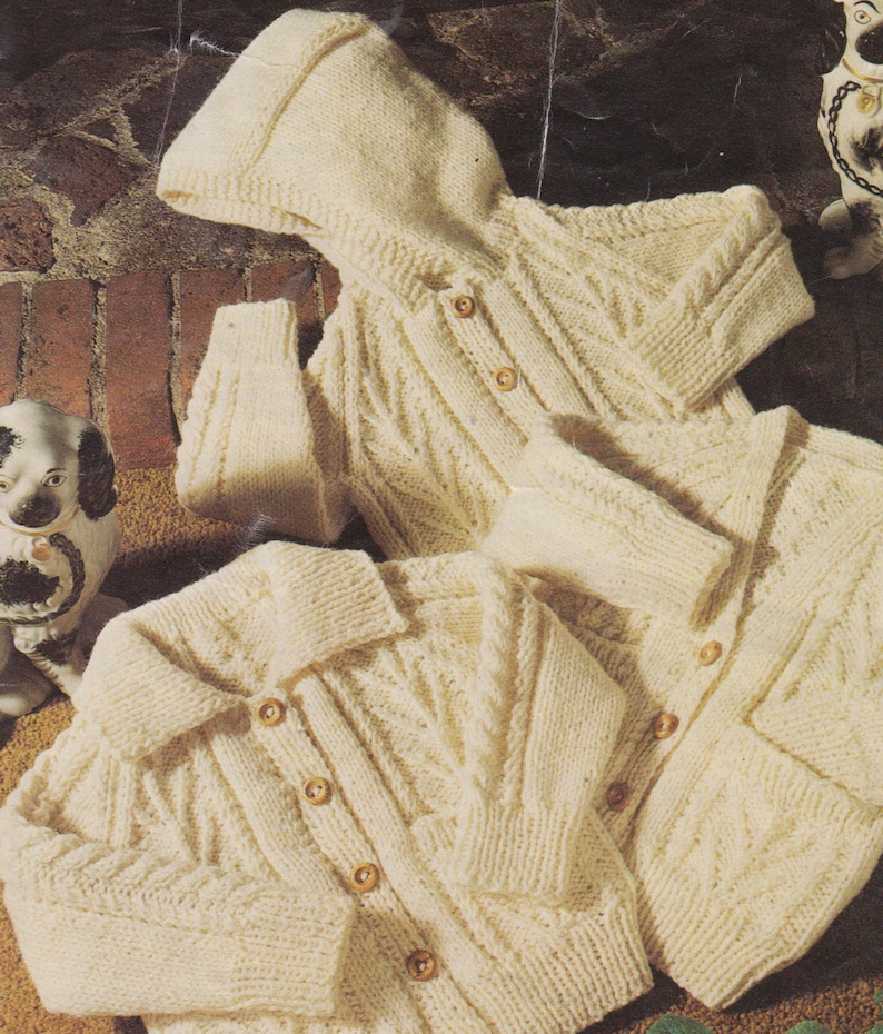 Knitting Pattern PDF for Baby to Child Aran Cardigans Jacket Etsy
