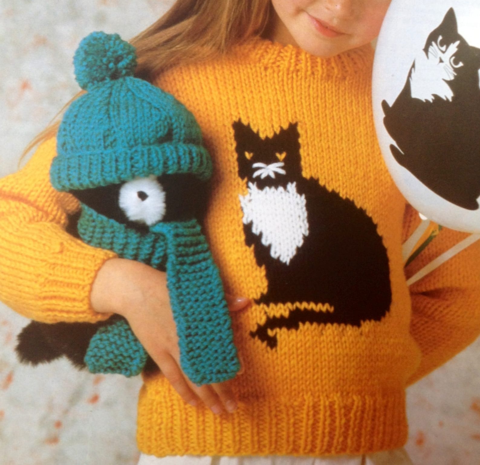 Vintage Knitting Pattern for Girls Cat Sweater in Chunky Yarn Etsy