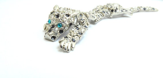 Brooch Tiger Crystal Articulated Doble Pin Brooch