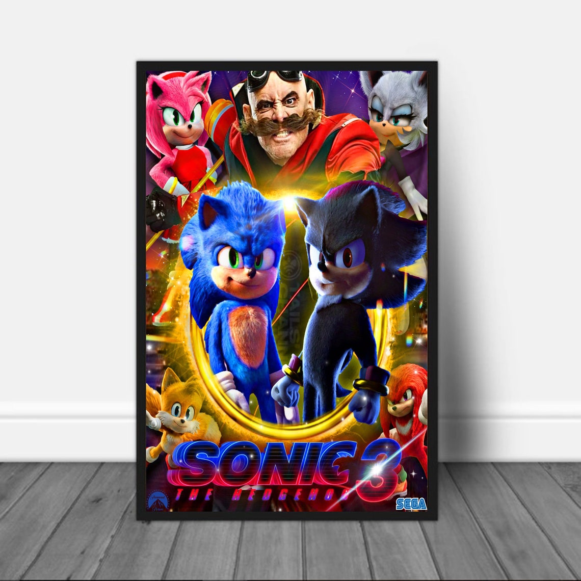 Sonic 3 Movie Poster Sonic the Hedgehog 3 Poster Sonic the Etsy UK