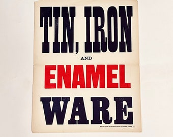 Vintage Advertisement, Vintage Poster, Tin, Iron, Enamelware, Kitchen, Housewares, England, 1900s, Collectible