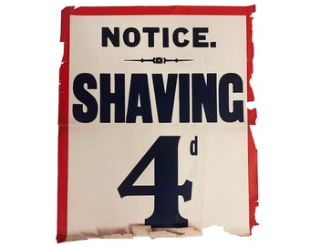 Vintage Poster, Advertisement, Vintage Ad, Shaving Ad, Notice, London, England, 1900s