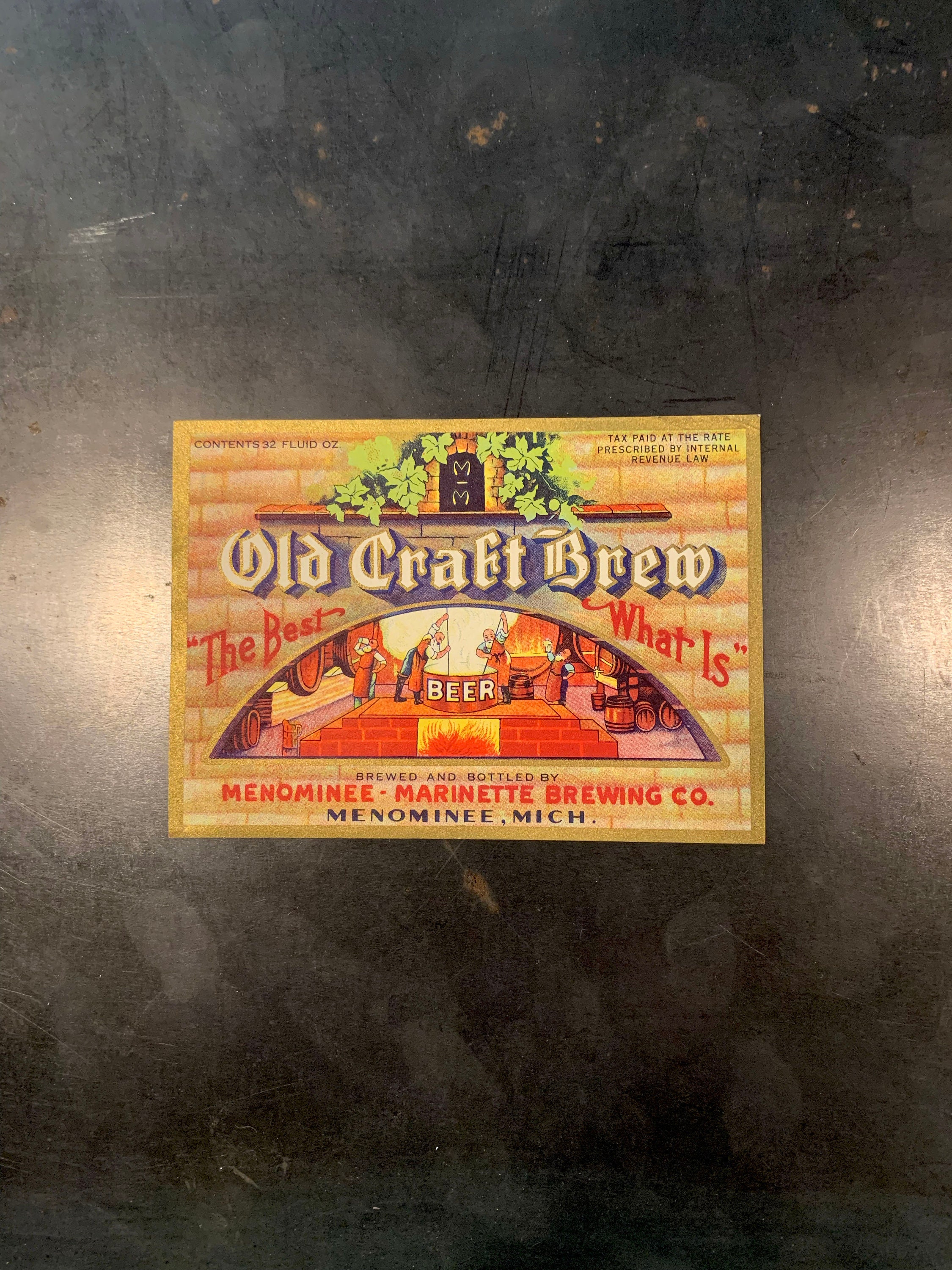 Paper Label Vintage Label Menominee Michigan Brewing Company Beer Label
