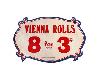 Vintage Poster, Vintage Advertisement, Vienna Rolls, Bread Sign, Samuel Reeves, London, England, 1900s