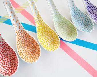 RAINBOW Ceramic spoon (listing for one spoon)