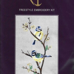 Blue Birds Embroidery Kit (size 15"x7.75")(by Anchor) (stamped linen, floss)
