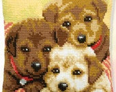 Three Puppies Cushion Needlepoint tapestry Cross Stitch Kit