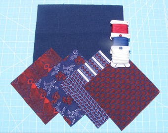 Sashiko embroidery quilting inspiration pack (cotton fabric & thread)