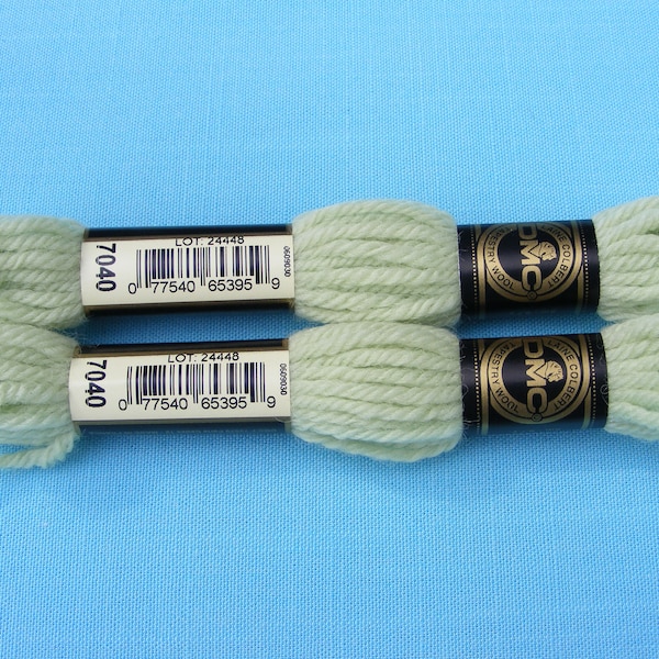 DMC Tapestry Wool Yarn -Light Green -7040 (8.7yd skein)(2 skeins)(for needlepoint)
