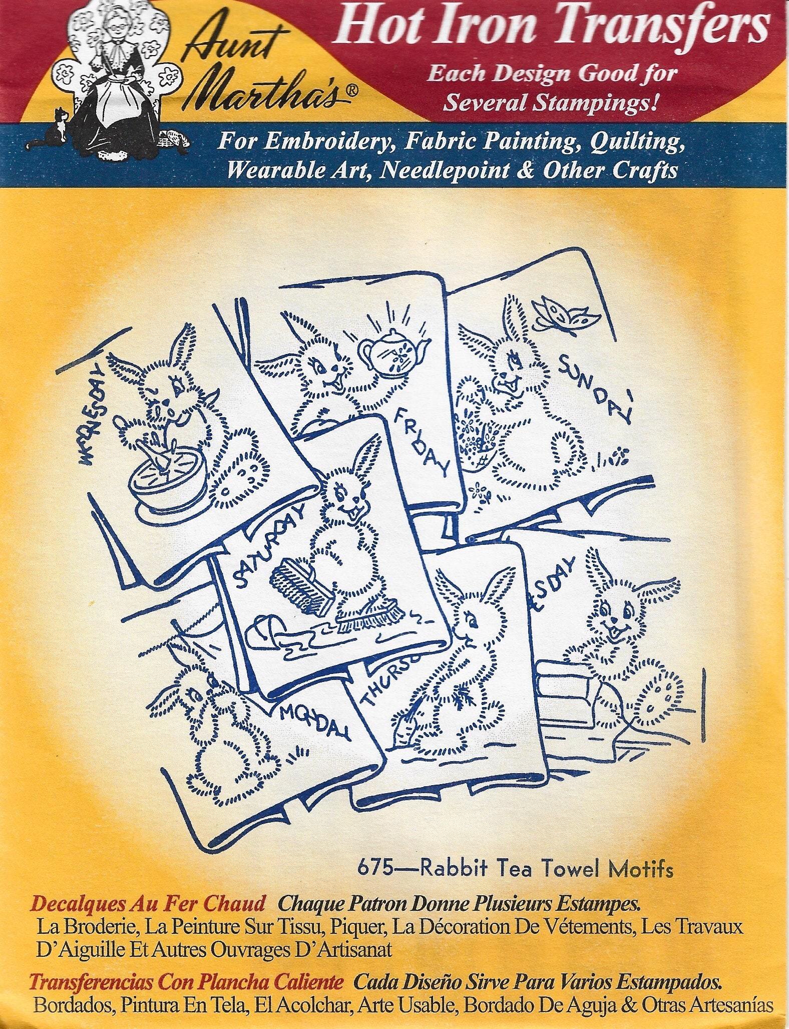 Aunt Martha's Iron-on Transfers for Tea Towel Embroidery select Patterns  Available 