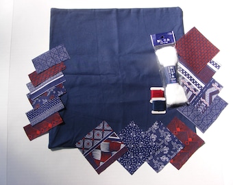 Sashiko inspiration pillow pack embroidery quilting (pre-sewn cushion cover, cotton fabric & thread)