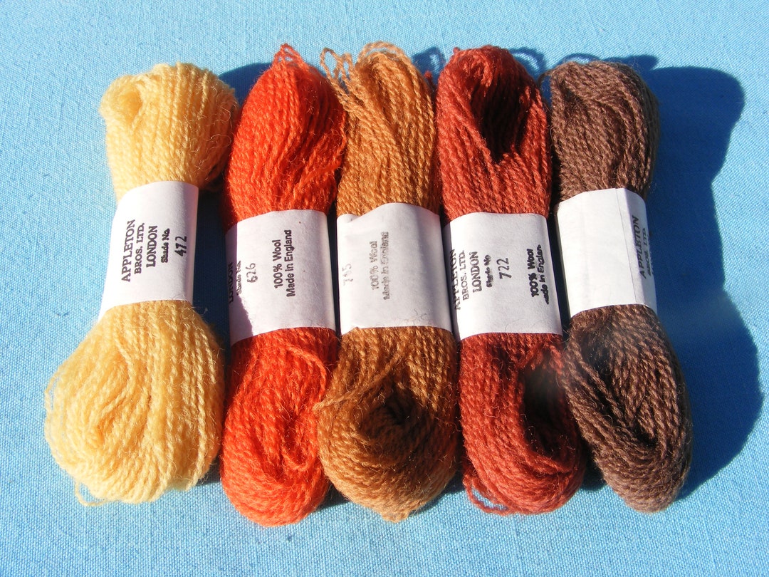 Appleton Crewel Embroidery Wool Yarn Skeins autumn Shades Pack 30 Yards