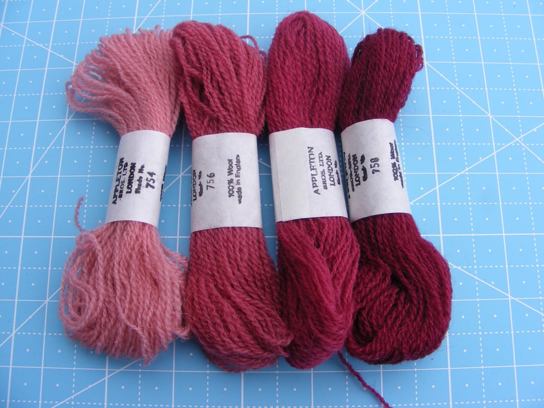 Appleton Crewel Embroidery Wool Yarn Skeins - Rose Pink Shades Pack (30 ...