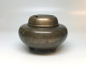Vintage Chinese Bronze Phoenix Censer on Three Legs with Cloud Etched Design - Chinese, Mythology, Ceremonial, Prayer