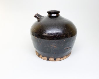 B2102 - Late 19th Century "Black Glazed" Chinese Ceramic Wine Jar - Antique, Collectible, Pot, Oriental, Asian, Home Decor, Interior Design