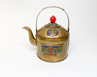 B3103 - 19th Century Bronze with Enamel Inlay Teapot - Import, Trade, Made in China, Chinese, Asian Works of Art