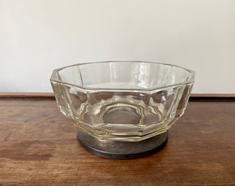 B2104 - Vintage Italian Glass Bowl with Silver Plated Pedestal