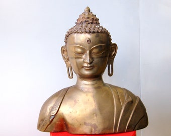 Large Brass Buddha Torso Sculpture