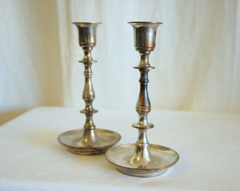 B5124 - Pair of Nickel Candle Stands